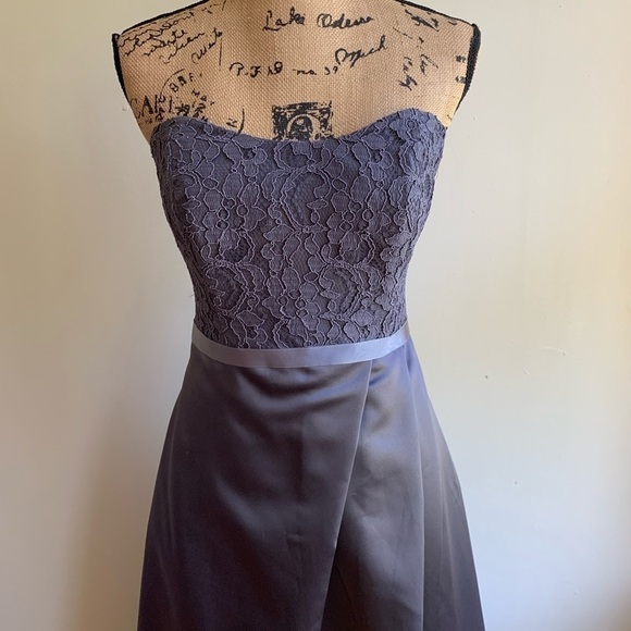 David’s Bridal grey strapless maxi grown dress 10 - Picture 4 of 9